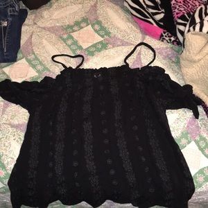 Black off the shoulder with straps shirt